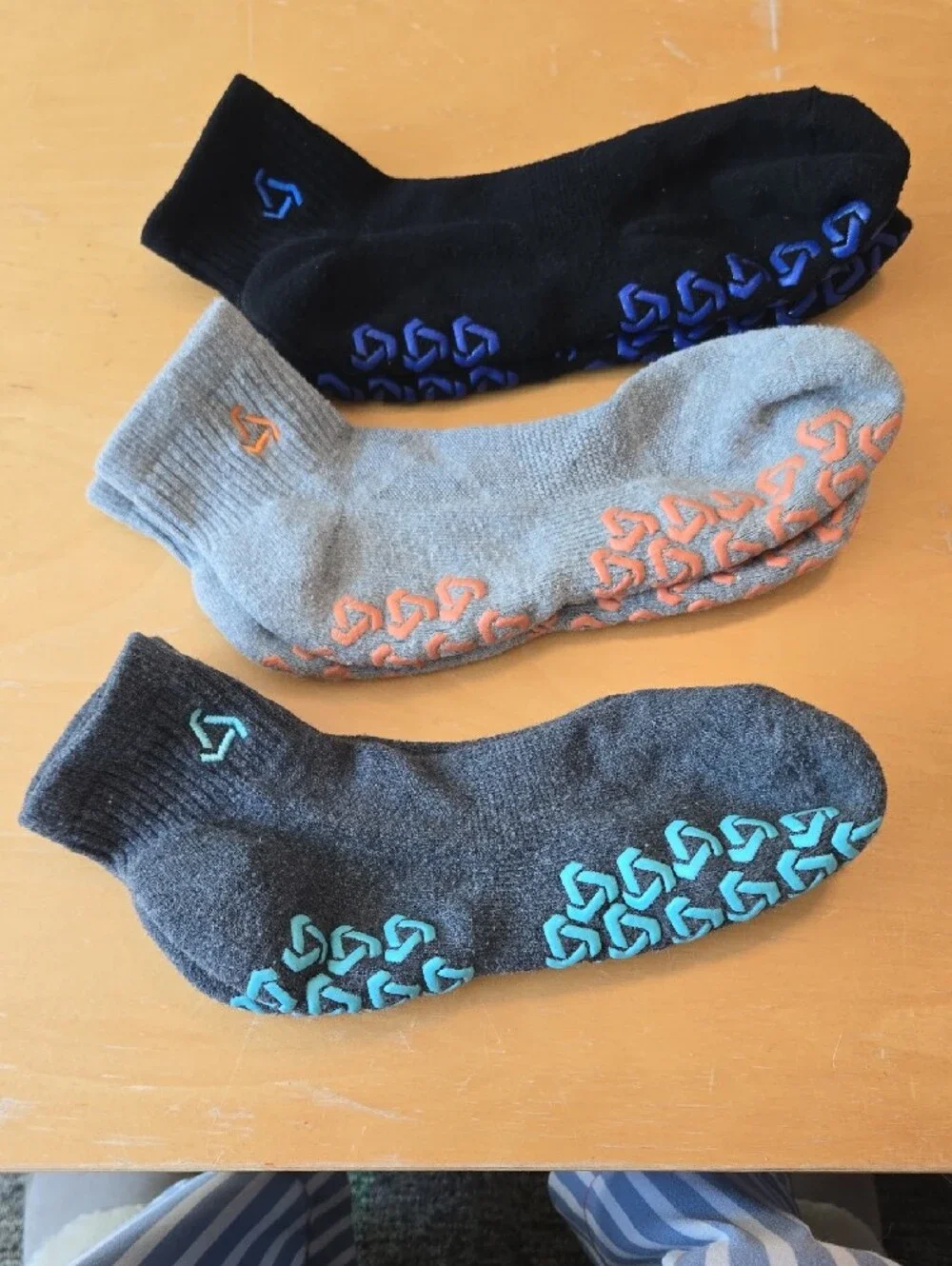 Men's No-Show Grip Socks with Colored Silicone Dots - Black, Gray, Dark Gray
